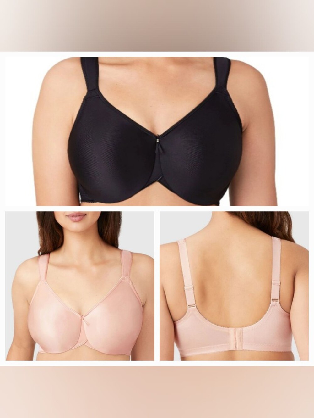 NWT WACOAL Bundle Bodysuede Underwire Bras In Black/tan 42DD